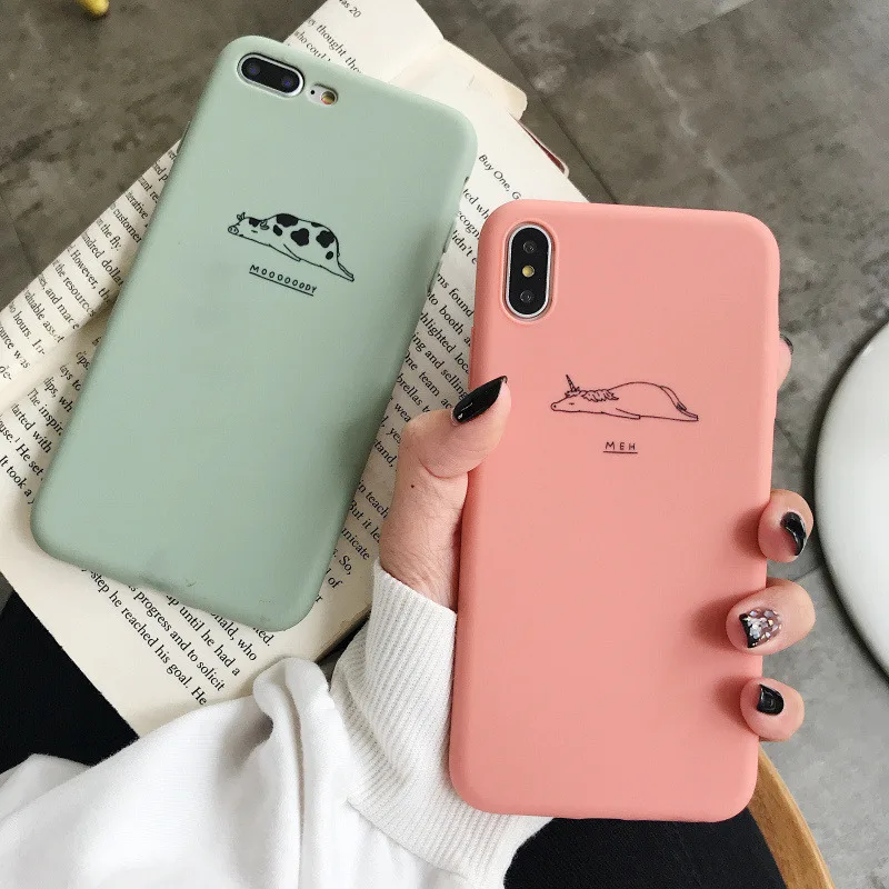 

Cute Cartoon Antelope Cow Phone Case For iPhone XR XS Max X Fashion silicone Soft Back Cover For iPhone 7 8 6 6s Plus coque capa