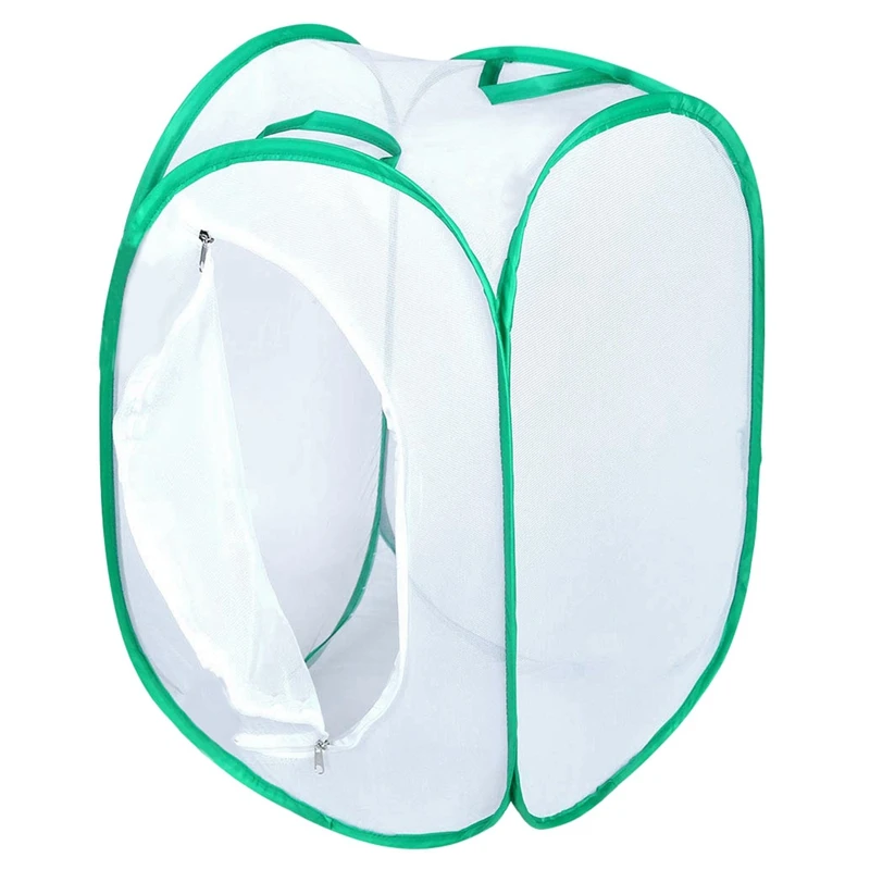 

Collapsible Butterfly Habitat Cage Net Terrarium Pop-Up Open - 23.6 Inches Tall Green-White