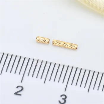 

Diy jewelry Solid gold fittings gold straight tube of metal material round tube bracelet necklace earring long Real G18K tube
