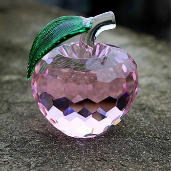 

40mm/50mm/60mm Pink Color Crystal Apple For Home Decoration Beautiful Christmas Day