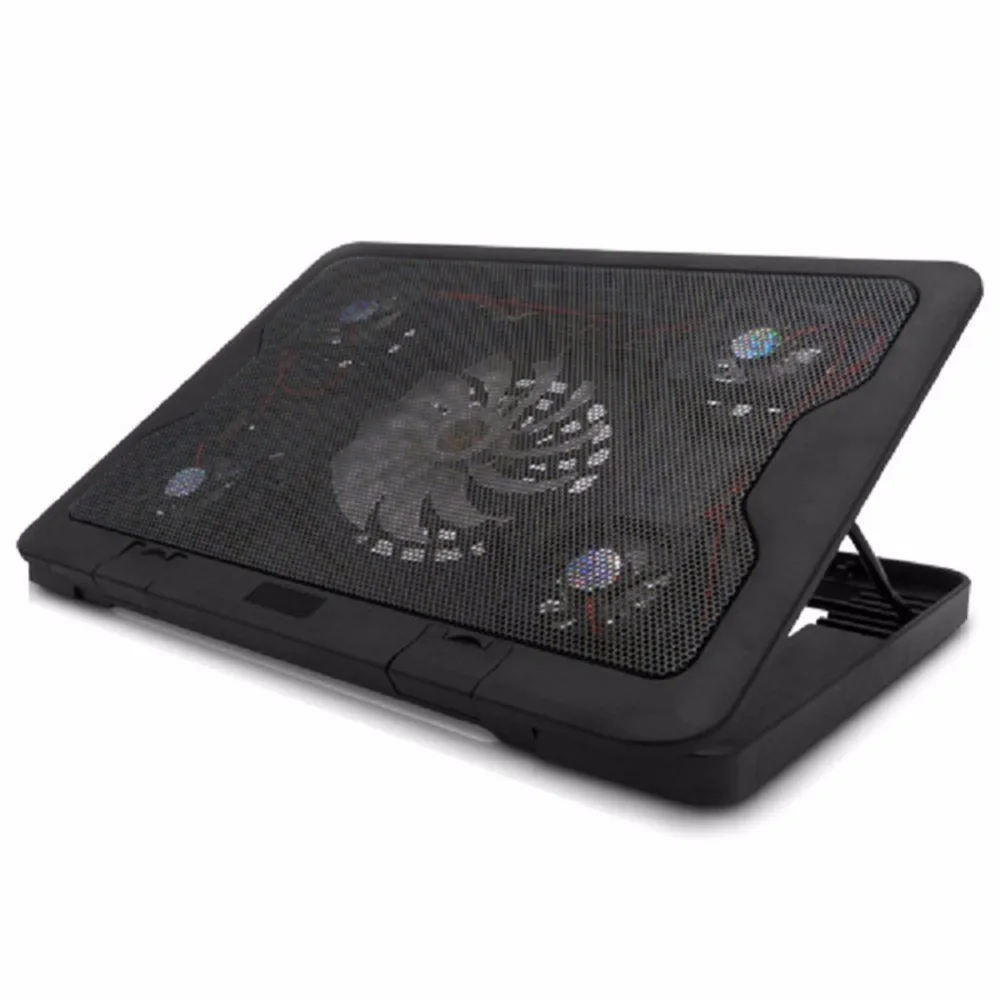 NCP88 PC Laptop Cooler Cooling Pad Chill Mat 5 Quiet Fans LED Lights Blue Low Noise DQ-Drop