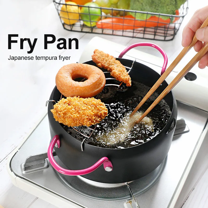 22cm Japanese Style Non stick Tempura Deep Fryer Cooking Pot With
