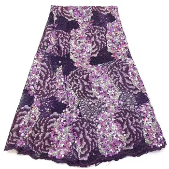 

African Sequins Lace Fabric 2019 Embroidered Lace Nigerian Lace Fabric High Quality French Tulle Lace Fabric For Women rof66-470