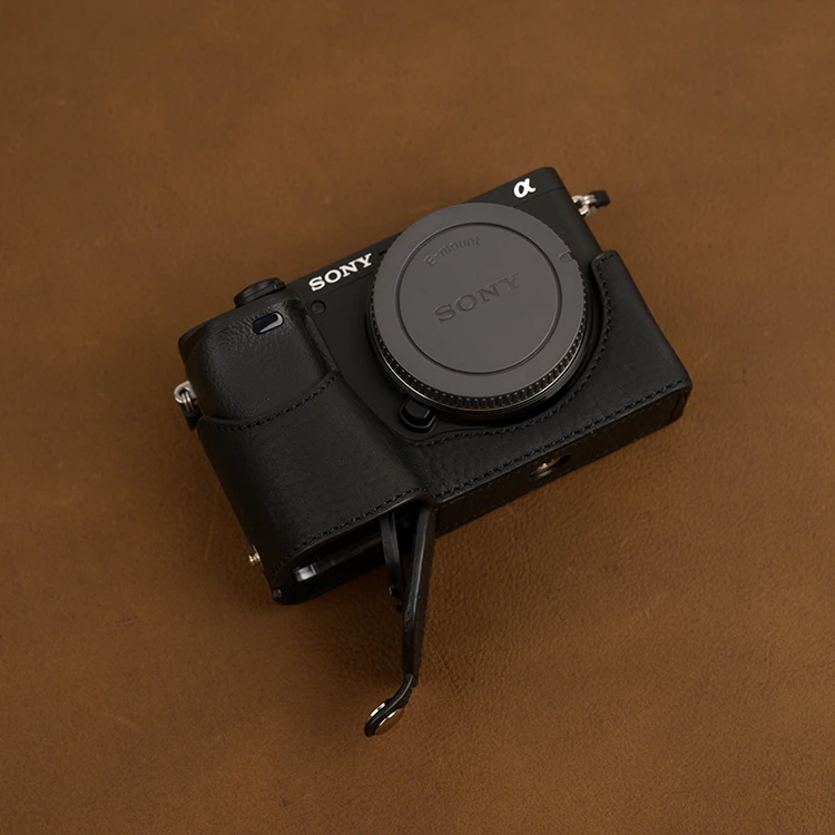 Sony A6100 A6300 A6400 кожаный чехол Камера Защитный Чехол Половина чехол|Сумки для