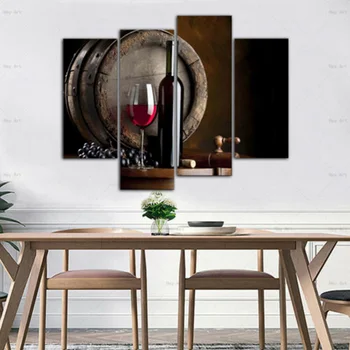 

1set Canvas Painting 4pcs Spray Painting Oil Painting Mosaic Red Wine Modern Art Canvas Painting Decor
