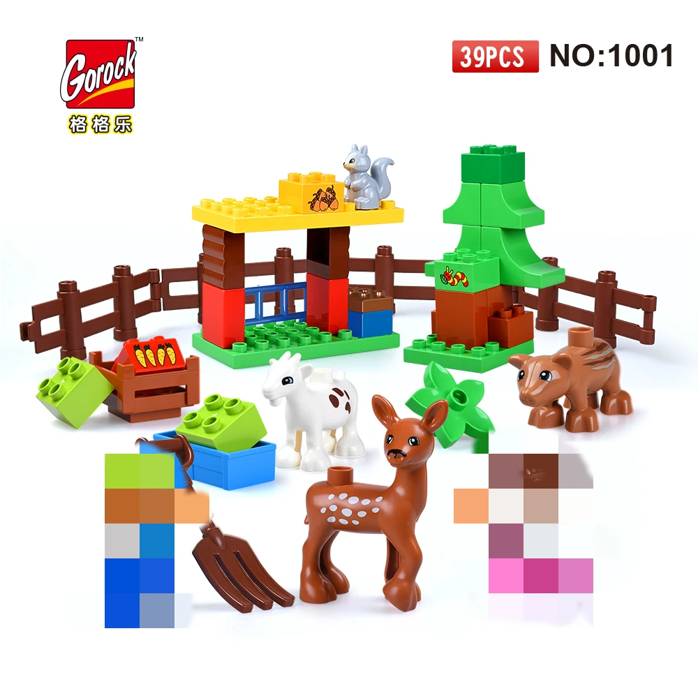 Большой размер Diy Happy Farm Zoo с животными Совместимость все бренды большие блоки