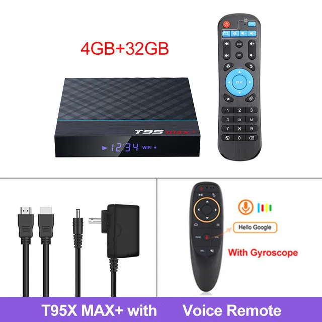 4G32G G10 voice T95 MAX Plus Android ТВ приставка Android 9,0 Amlogic S905X3 Смарт ТВ приставка 4K Android приставка T95MAX четырехъядерный 2,4G& 5G Wifi BT4.1 H.265 - Цвет: 4G32G G10 voice