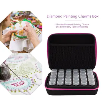 

Cross-Stitch Tool Container Storage Case Diamond Painting Charms Box 15/30 Bottles Hand Bag Socket Wire Finishing Box