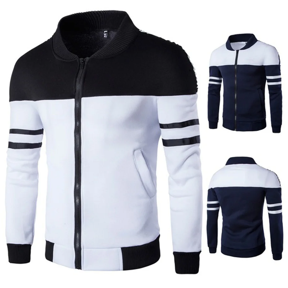 

Zogaa Plus Size Jackets Men 2020 Casual Fleece Contrast Color Windbreaker Mnes Jackets and Coats Fashion Zipper Baseball Jacket