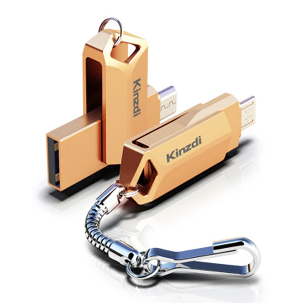 Мода OTG флеш-диск USB 2,0 32GB 64GB 2в1 карта памяти U диск для телефона портативный флэш-накопитель для компьютера мобильный-розовое золото - Цвет: Rose Gold-128GB