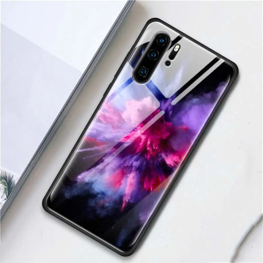 Чехол для телефона из закаленного стекла для huawei mate 10 20 Lite Pro Чехол для Honor 8X 9X 9X Pro задний корпус синий светильник - Цвет: T19