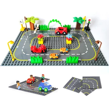 

Children Gift Highway Road baseplate With Duploe series City Street Base Plate big Building Blocks Assembled Educational Toys