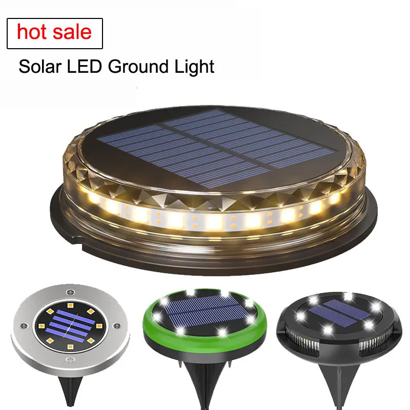 

New Design 6 inch Outdoor Courtyard Inserted LED Solar Ground Light High Bright ABS Garden Buried Floor Underground Lawn Lamp