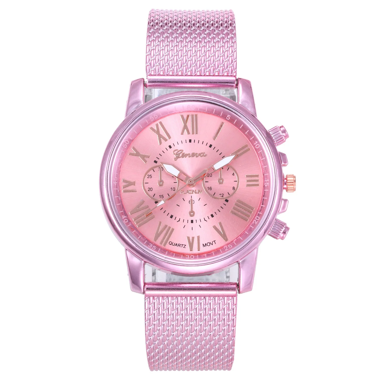 

New Style Geneva Watch Three-Eyed Double-Layer Soft Belt Quartz Watch Fashion Women's Watch Factory Wholesale