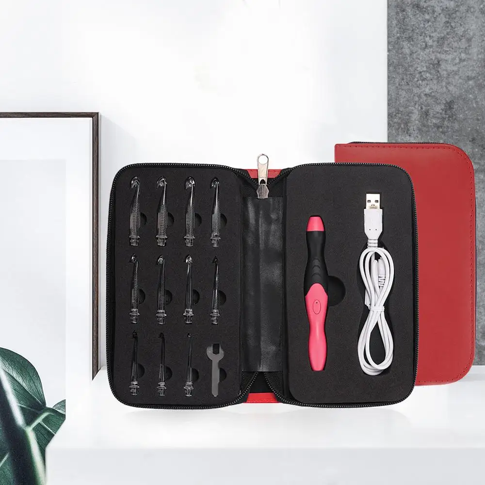 New 12 in 1 Light Up Crochet Hooks Rechargeable LED Knitting Tools Knitting Needles USB DIY Weaving Sweater Sewing Accessories| | - AliExpress
