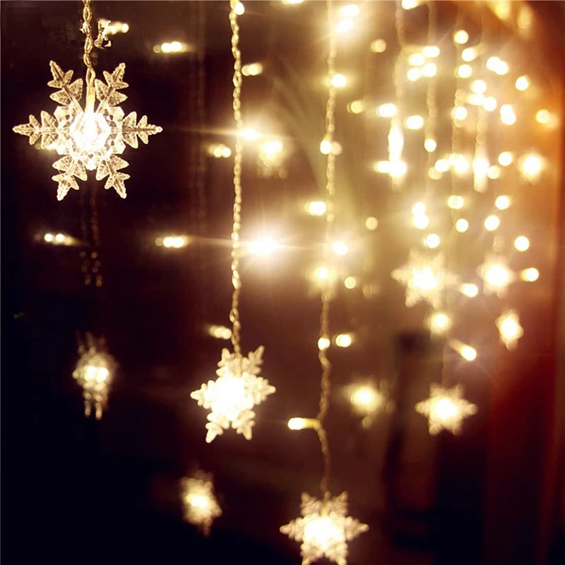Christmas LED Party Garden Stage Outdoor Nowflake Curtain Light Tree Ornament For Home Noel Navidad 2022 | Лампы и освещение