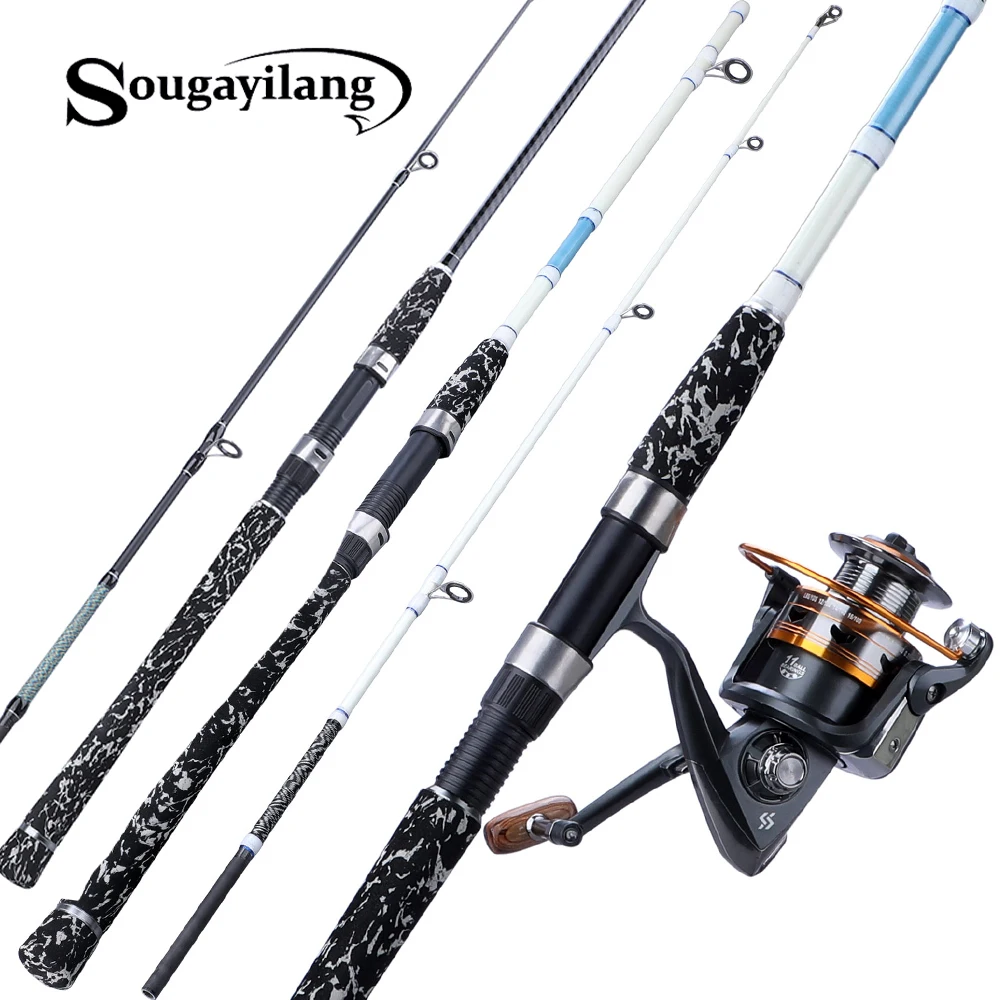 Sougayilang 1.65m 2 Sections Boat Fishing Rod Reel Combo Super Strong Carbon Fiber Fishing Rod with 11BB Baitcasting Reel Pesca
