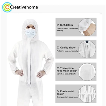

Non-woven Waterproof Disposable Thick Durable Isolation Safely Clothes, Size: Free Size(White)