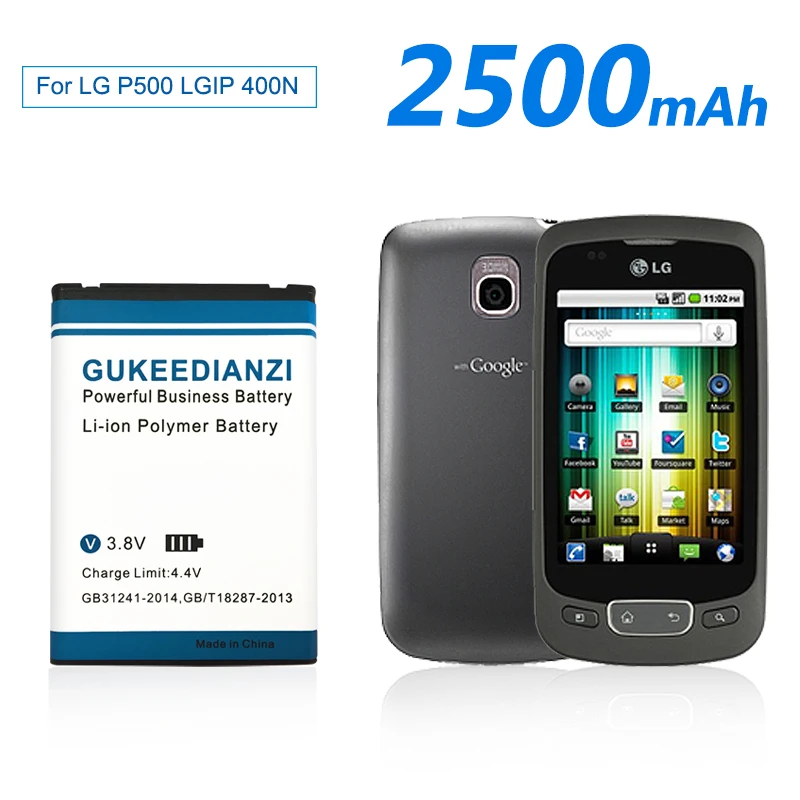 GUKEEDIANZI LGIP-400N литий-ионная батарея для сотового телефона 2500 мАч для LG OPTIMUS M/C/U/V/T/S/1 VM670 LS670 MS690 P503 P500 P520 P505 P509