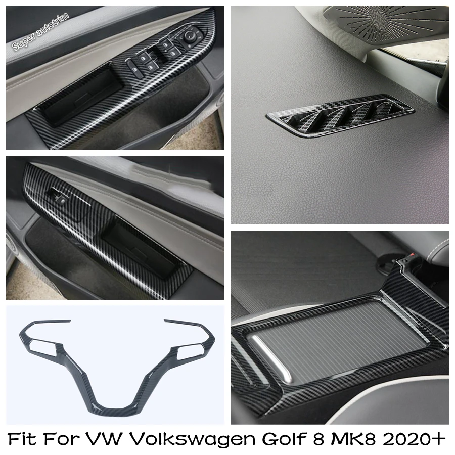 

Interior For VW Volkswagen Golf 8 MK8 2020 - 2023 Air Condition Vent Outlet / Cup / Steering Wheel / Armrest Glass Cover Trim