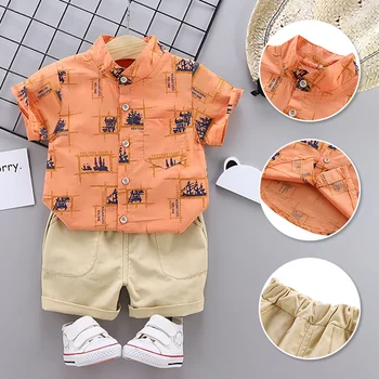 

WEIXINBUY Summer Baby Boys Clothes Casual Short Sleeve Abstract Print T-shirt Tops+Shorts Costume Set 2PCS 5