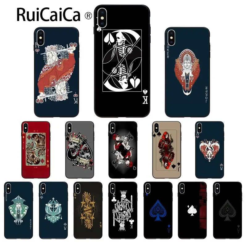 Чехол Ruicaica Poker Spades A joker K. Красочные аксессуары для телефонов Apple iPhone 8 7 6 6S Plus X XS MAX 5