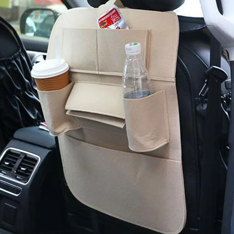 Сумка для хранения автомобильных сидений, автомобильные Чехлы, органайзер для задних сидений, автомобильный мультихолдер, карманный органайзер, сумка в ассортименте, сумка с карманом, 1 шт - Цвет: Beige 40x50cm