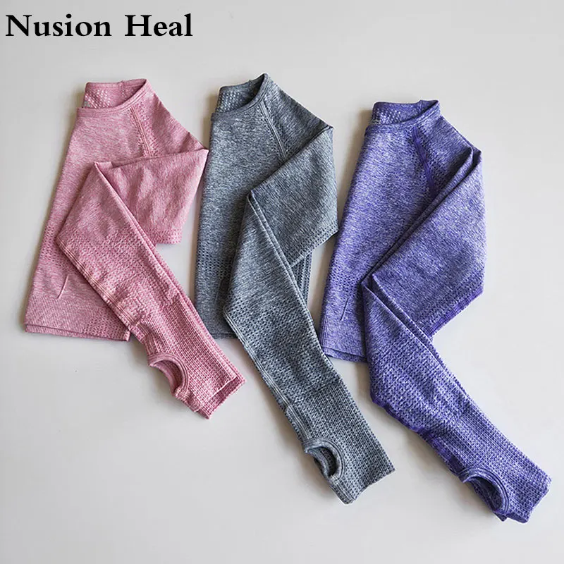 Sexy Long Sleeve Gym Yoga Sports Crop Top Women's Seamless T-shirt Fitness Woman Sport Tshirt Workout Tops For Women Sportswear