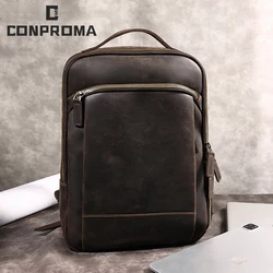 Sac à dos rétro en cuir de vache pour ordinateur portable et tablette, 15.6 pouces, étanche HP Xiami ASUS Lenovo Apple Ipad 
