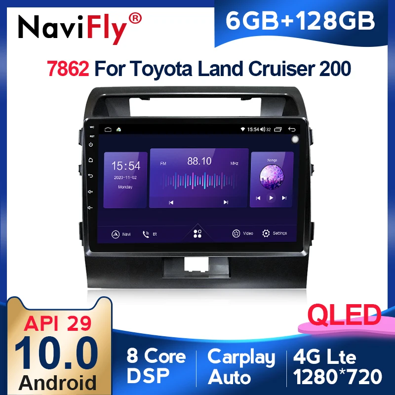 Автомагнитола NaviFly 6 ГБ + 128 Гб экран QLED 1280x720 Android 10 0 мультимедийный проигрыватель