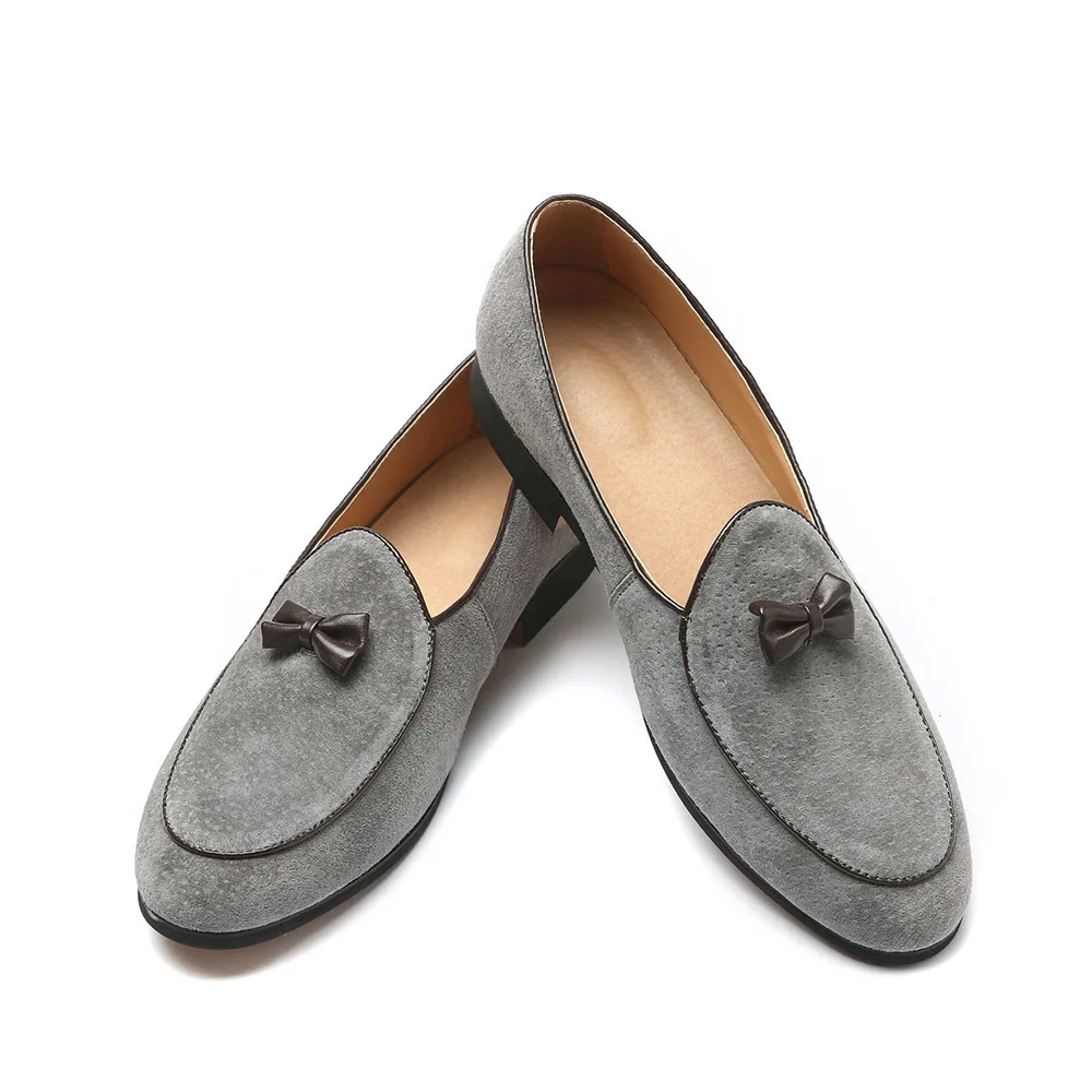 

Nice Men Fashion Suede Leather Doug Shoes Casual Moccasin Flat Bowknot Slip-On Driver Shoes Dress Loafers Night Club Shoes R7321