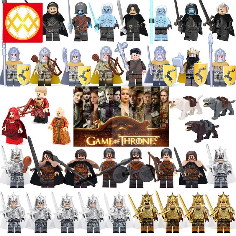 

Single Game of Thrones John Snow Baratheon Silver Gold Knight Soldiers Sword Infantry Ice And Fire Building Blocks Children Toys