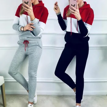

2020 new 2Pcs Women Pants Sets Female Hoodies Casual Outfits Jogger Two Piece Set Sports Suit Cotton Tracksuit Sweat Suit