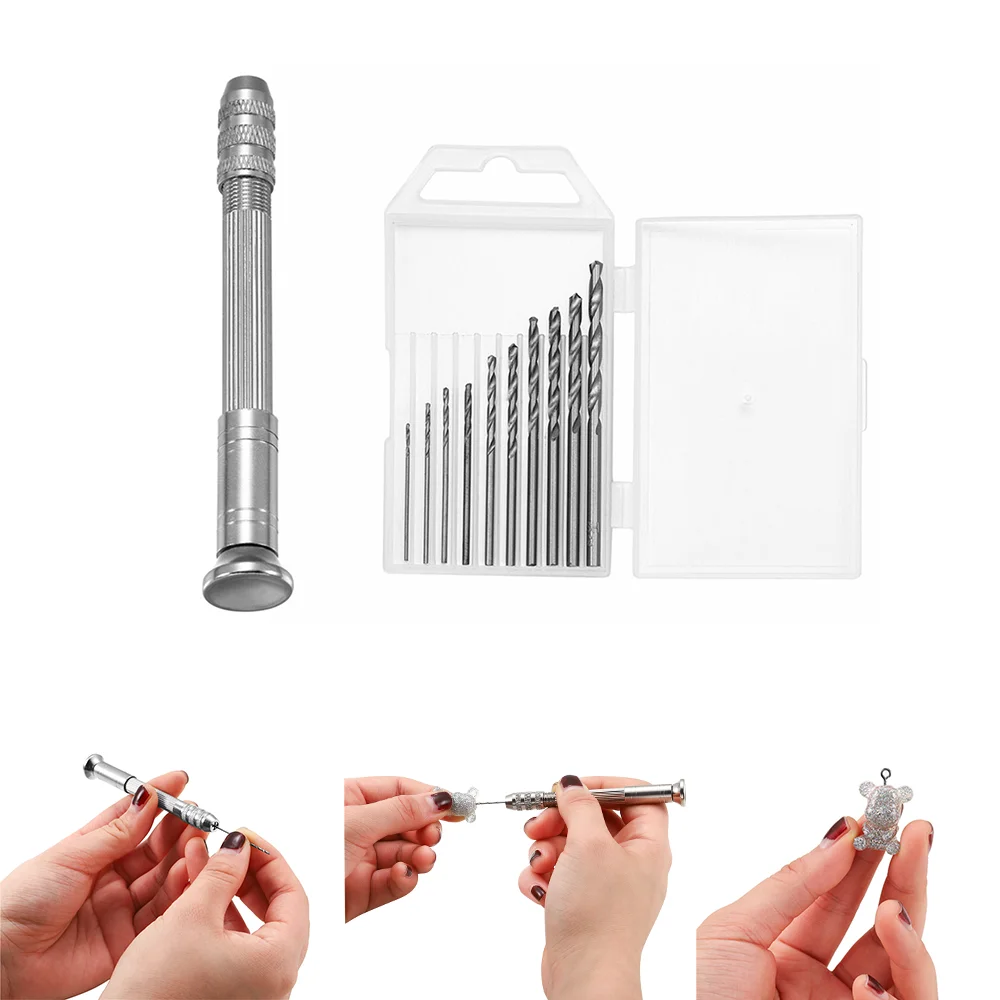 

1 Set Metal Hand Drill Equipments UV Resin Mold Tools and Handmade Jewelry Tool with 0.8mm-3.0mm Drill Screw for Resin Casting