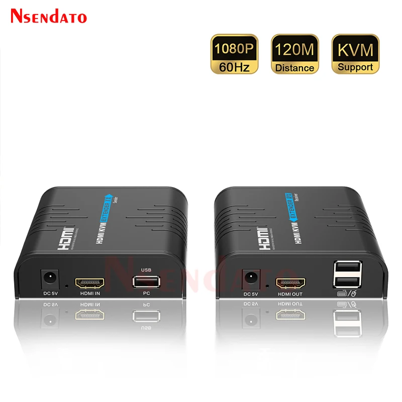 HDMI KVM USB Extender RJ45 1080P 60Hz 120M Wireless HDMI video transmitter and receiver USB2.0 KVM Sharing keyboard mouse Switch