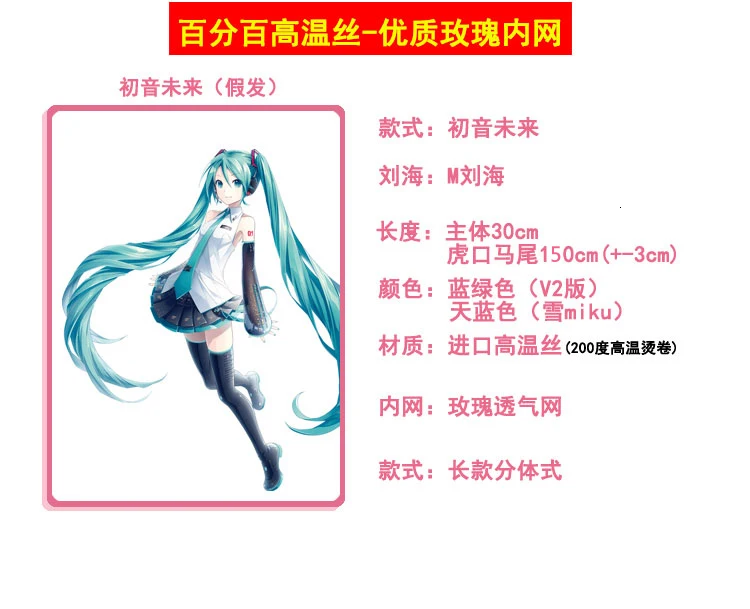 HSIU Высокое качество VOCALOID косплей парик Хацунэ Мику косплей парики Хэллоуин вечерние волосы Аниме игры 150 см Аквамариновый парик