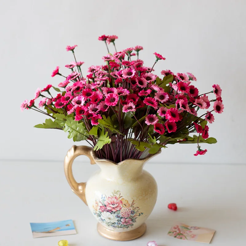 1 шт., искусственные цветы, шелковые хризантемы, 6 веток, искусственная ромашка, искусственные цветы, украшение для дома, сада, офиса