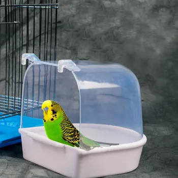 

Parrot Bath Box Bird Cage Accessory Supplies Hanging Transparent Bathing Tub For Birds