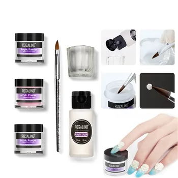 

6 Pcs/Kit Liquid Acrylic Powder For Nail Extension Manicure Carved Gel Nail Brush Set Nail Extension Gel Sculpture Powder