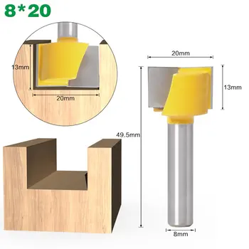 

8 Mm Schacht 16/18/20/22/25 Mm Bottom Cleaning Router bit Carbide Cnc Frees Hout Frees T Slot Router Bit