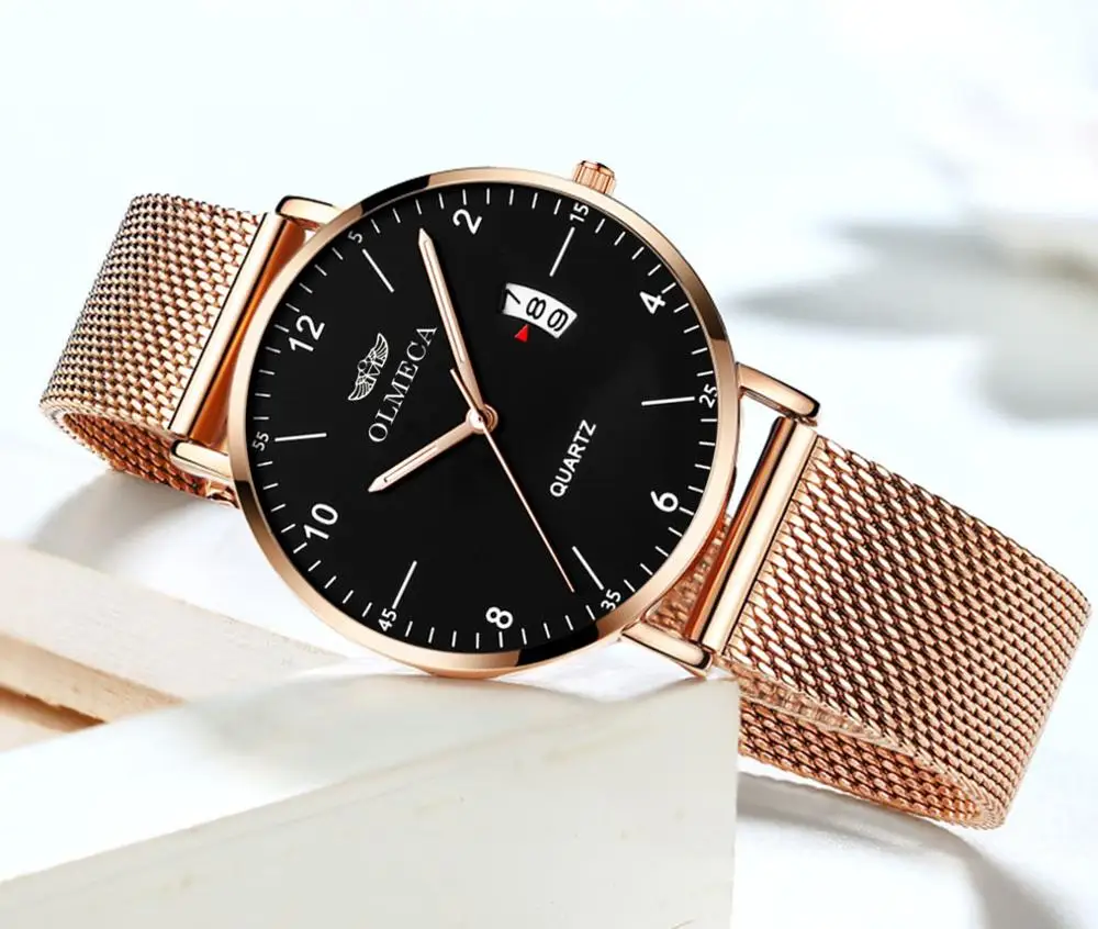 OLMECA женские наручные часы браслет для часов в сетку кожаный наручные WatchFashion Повседневное модельные кварцевые наручные часы