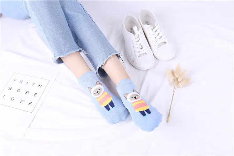 New Style Short Socks Children Korean-style Cartoon College Style Women’s Boat Socks Pure Cotton Socks Children Direct Supply Sh