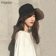 Панама Шляпы женские двухсторонние с большими полями летние солнцезащитные затенения элегантный корейский стиль Женская простая универсальная шляпа Женская мода шик