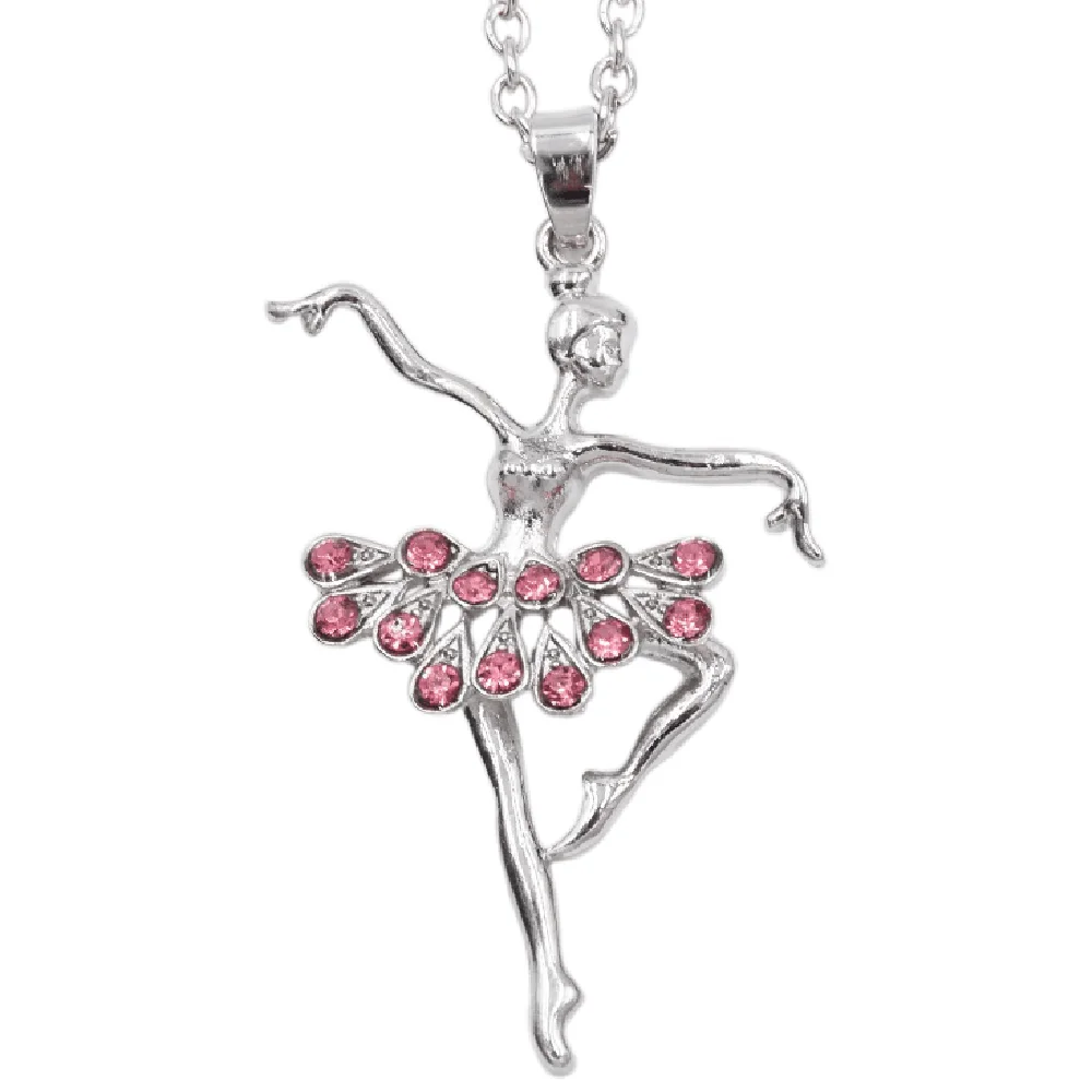 

50pcs 6 colors enamel rhinestone elegant dancing girl Necklace