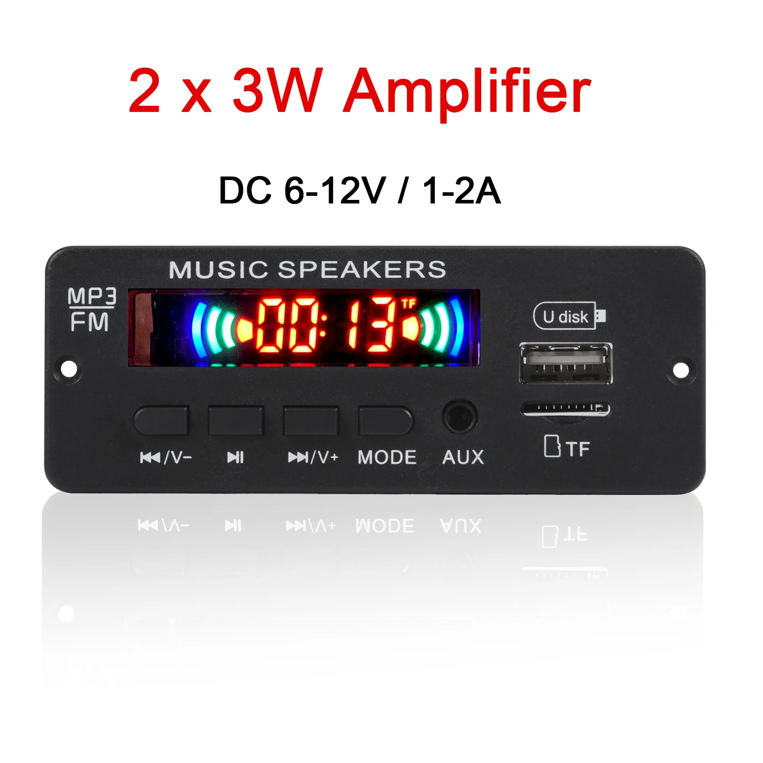 2*3W Amplifier Wireless MP3 WAV Decoder Decoding Board Module 12v Car USB MP3 Player WAV TF Card Slot / USB / FM Radio Module