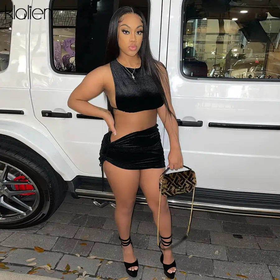 Klalien D Ete Decontracte Femmes Haut Court Et Mini Jupe Deux Pieces Rue Clubwear Femelle Solide Deux Pieces Jupe Ensemble 2021 Nouveau Aliexpress