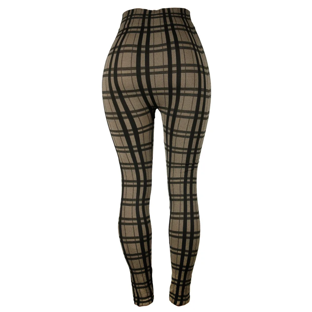 INITIALDREAM 2022 Plaid Print Leggings Women High Elasticity Sexy Woman Pants Plus Size Sporting Fitness Leggins Femme aerie crossover leggings