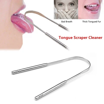 

Stainless Steel Tongue Scraper Cleaner Fresh Breath Cleaning Coated Tongue Toothbrush Oral Hygiene Care Tools High Quality