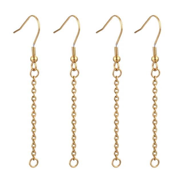 20pcs Gold Stainless Steel Earring Hooks Wires with Ear Earrings Pendant Charms Connector for diy Jewelry Making Finding Supplie Gold