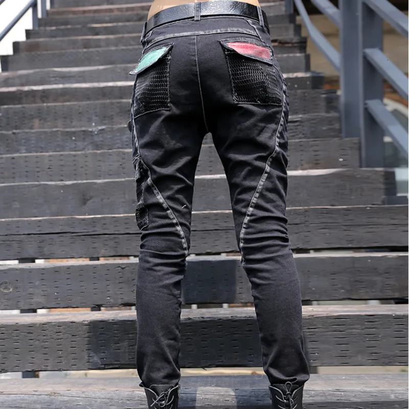3116 Streetwear Black Denim Trousers Women Autumn Winter Hip Hop Jeans Ladies Mid Waist Sequined Slim Jean Planlen Female Girls